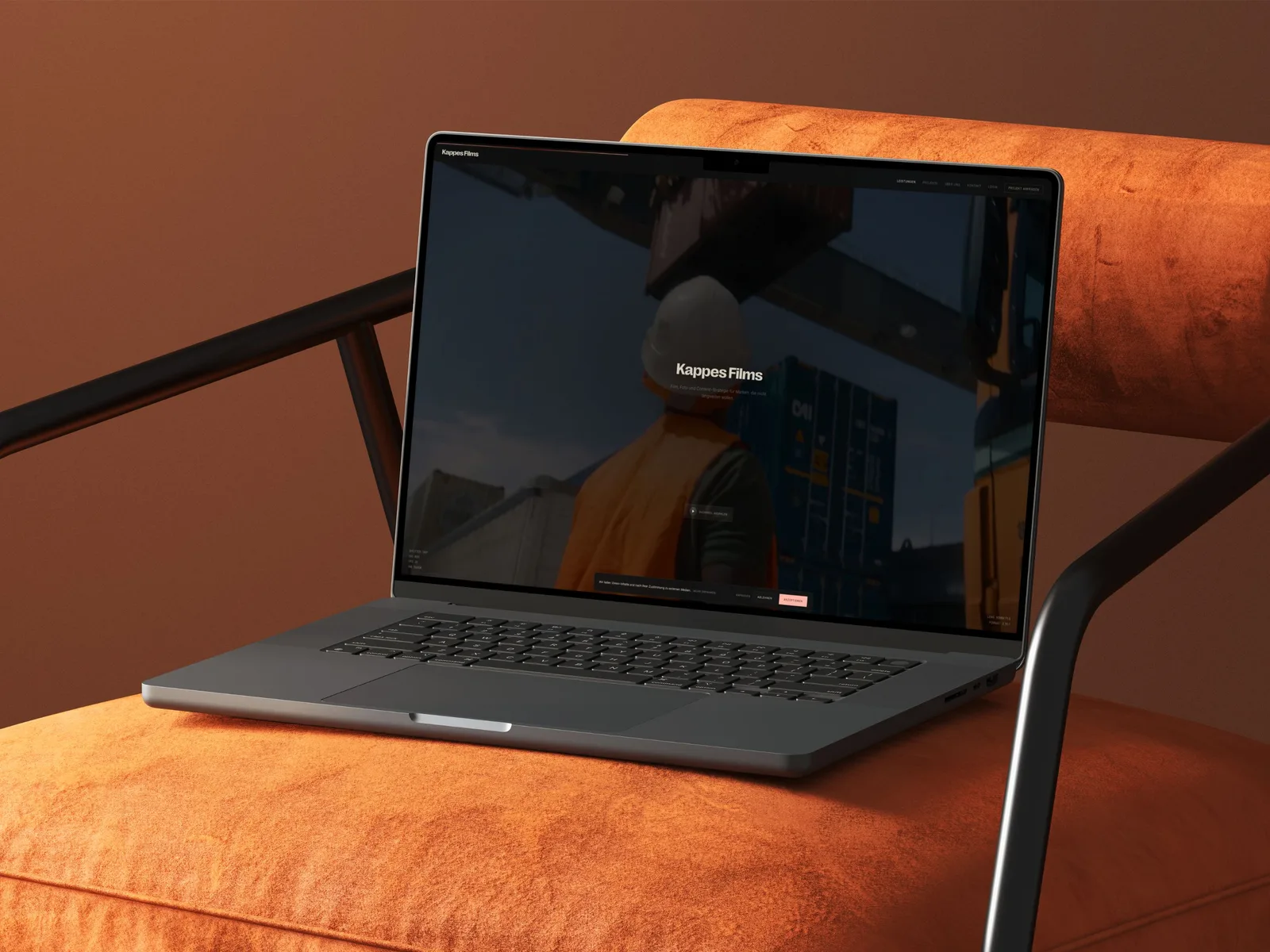 Kappes Films Website auf einem MacBook, cineastische Bildsprache